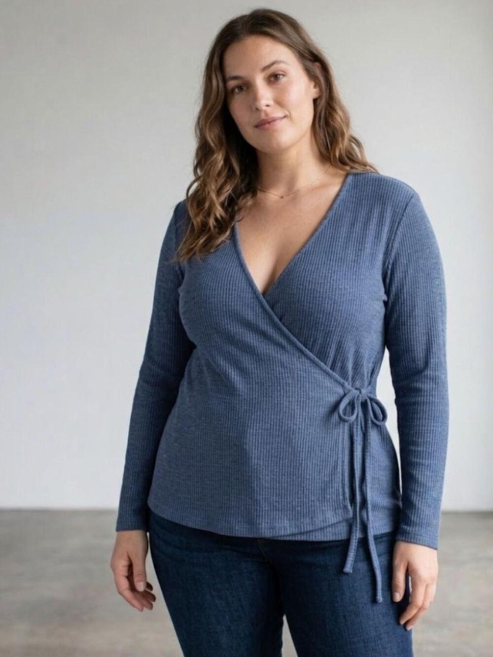 Old Navy Blue Cozy Wrap Ribbed Long Sleeve Tee XL